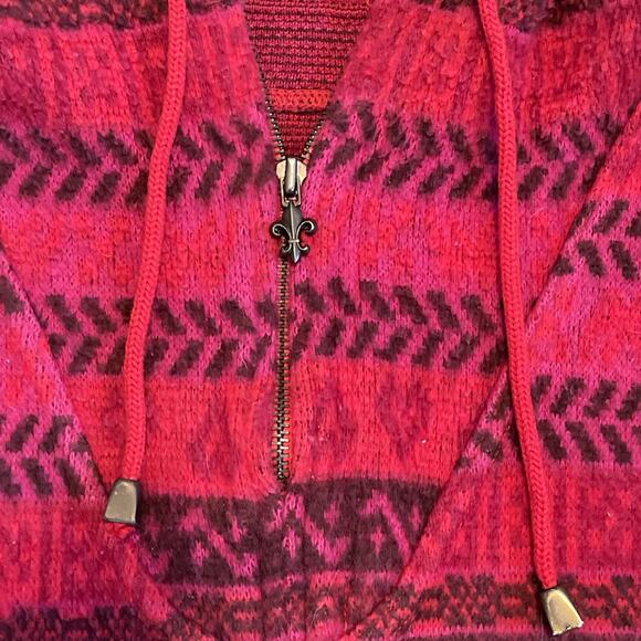 VTG Express French Country Medium Pullover Fleece Jacket Baja Hippie Hoodie - Picture 6 of 8